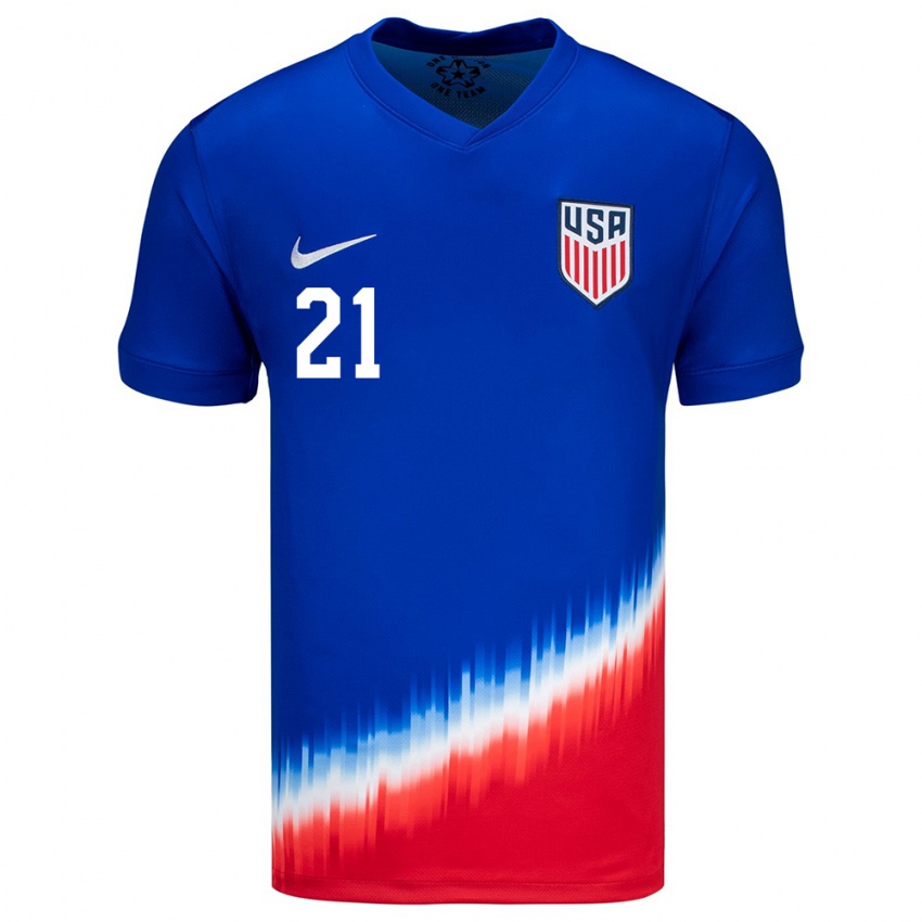 Niño Camiseta Estados Unidos Timothy Weah #21 Azul 2ª Equipación 24-26 La Camisa Argentina