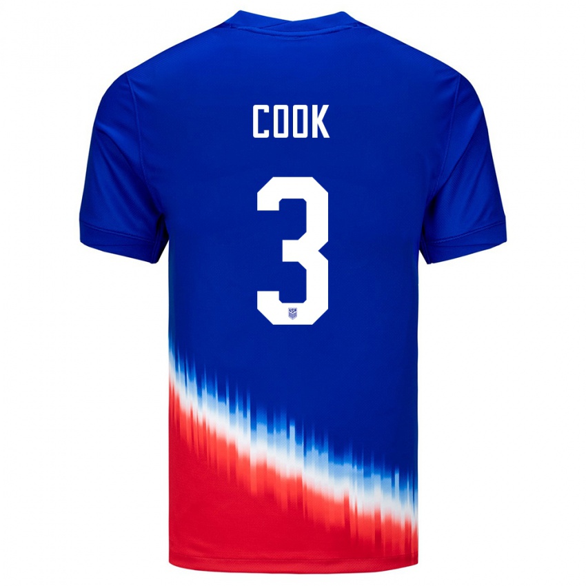 Niño Camiseta Estados Unidos Alana Cook #3 Azul 2ª Equipación 24-26 La Camisa Argentina