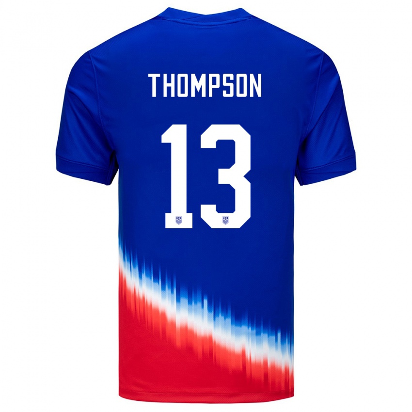 Niño Camiseta Estados Unidos Alyssa Thompson #13 Azul 2ª Equipación 24-26 La Camisa Argentina