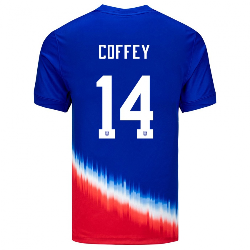 Niño Camiseta Estados Unidos Sam Coffey #14 Azul 2ª Equipación 24-26 La Camisa Argentina