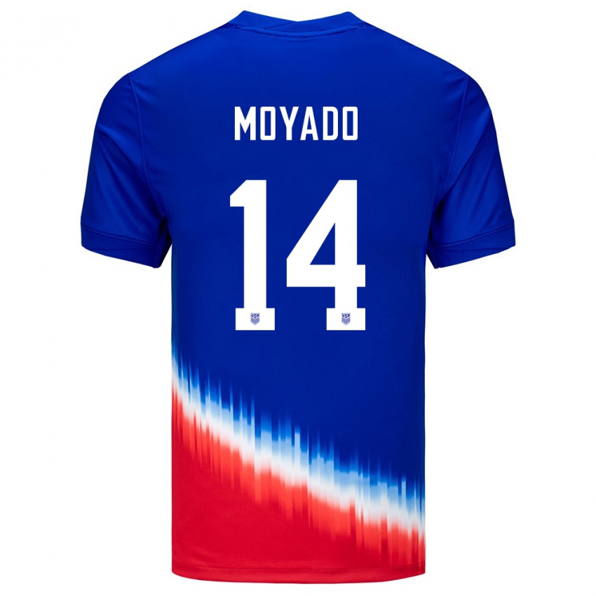 Niño Camiseta Estados Unidos Bryan Moyado #14 Azul 2ª Equipación 24-26 La Camisa Argentina