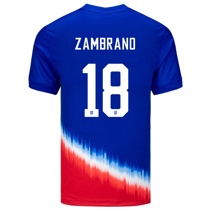 Niño Camiseta Estados Unidos Marcos Zambrano #18 Azul 2ª Equipación 24-26 La Camisa Argentina