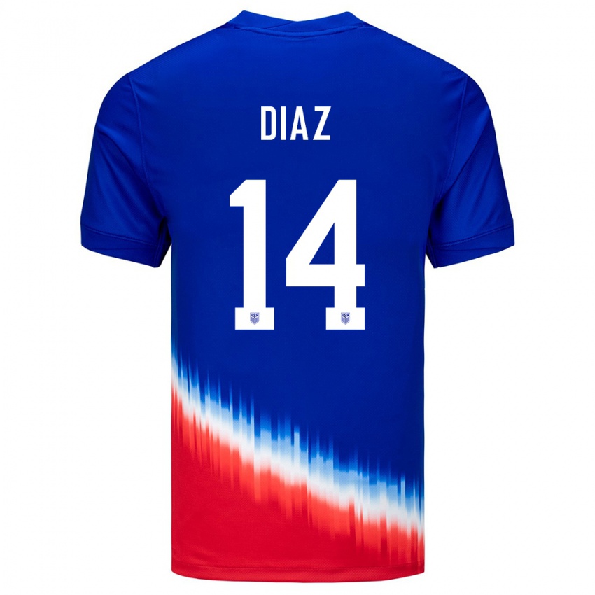 Niño Camiseta Estados Unidos Christian Diaz #14 Azul 2ª Equipación 24-26 La Camisa Argentina