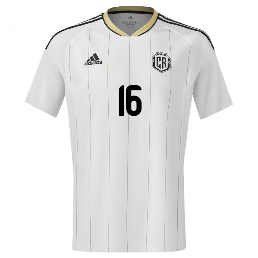 Niño Camiseta Costa Rica Andrey Salmeron #16 Blanco 2ª Equipación 24-26 La Camisa Argentina