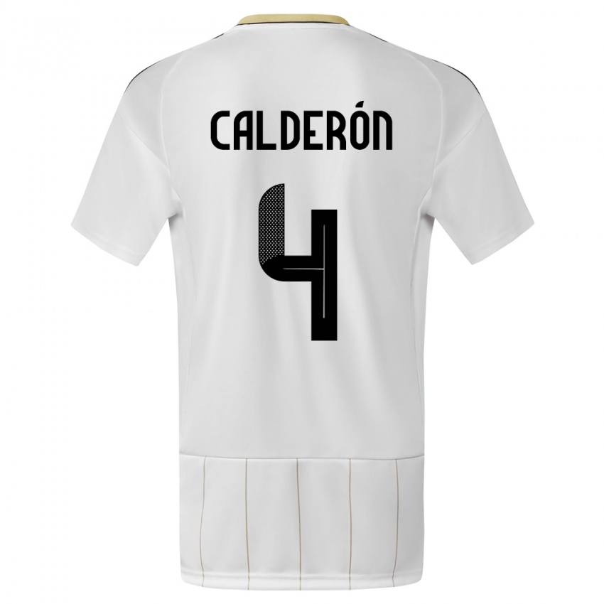 Niño Camiseta Costa Rica Brandon Calderon #4 Blanco 2ª Equipación 24-26 La Camisa Argentina