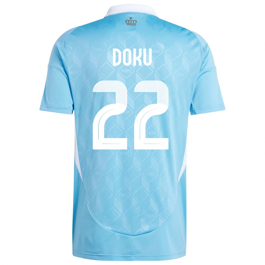 Niño Camiseta Bélgica Jeremy Doku #22 Azul 2ª Equipación 24-26 La Camisa Argentina