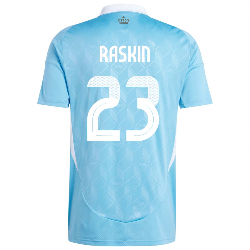 Niño Camiseta Bélgica Nicolas Raskin #23 Azul 2ª Equipación 24-26 La Camisa Argentina