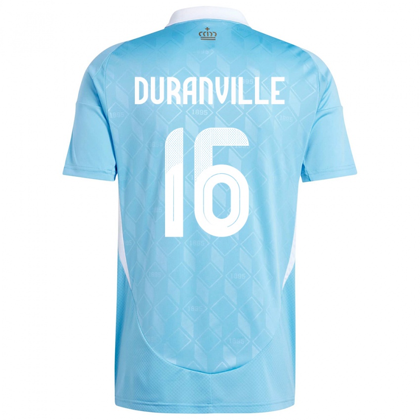 Niño Camiseta Bélgica Julien Duranville #16 Azul 2ª Equipación 24-26 La Camisa Argentina