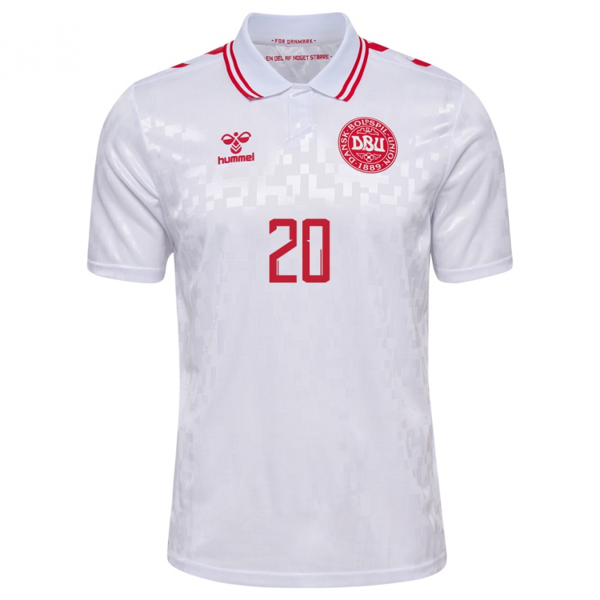 Niño Camiseta Dinamarca Caroline Moller #20 Blanco 2ª Equipación 24-26 La Camisa Argentina