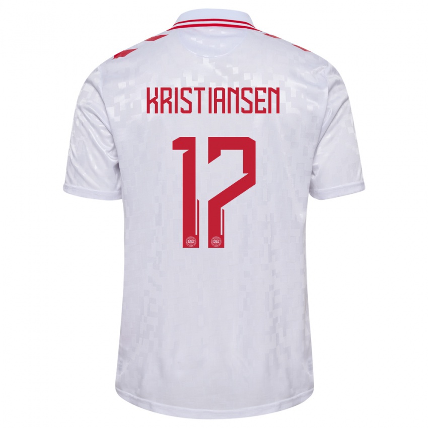 Niño Camiseta Dinamarca Victor Kristiansen #17 Blanco 2ª Equipación 24-26 La Camisa Argentina