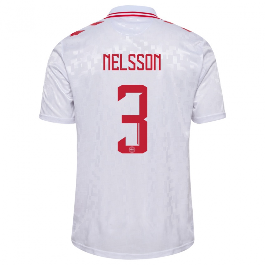 Niño Camiseta Dinamarca Victor Nelsson #3 Blanco 2ª Equipación 24-26 La Camisa Argentina