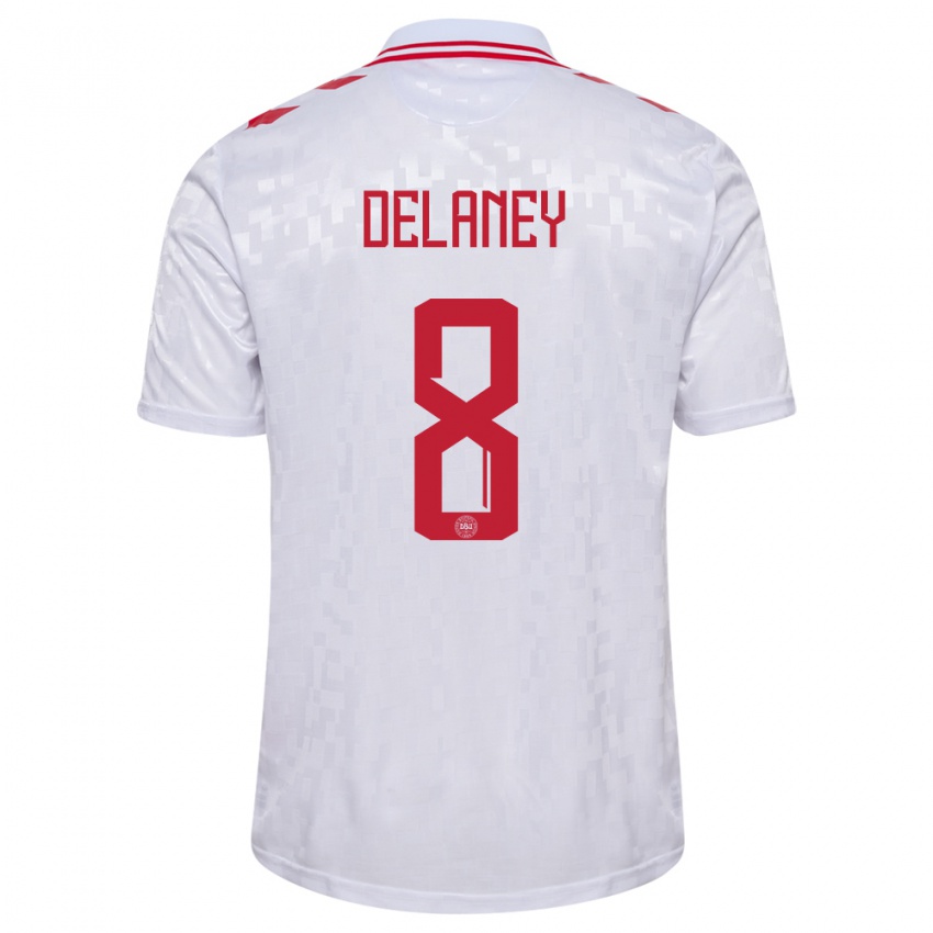 Niño Camiseta Dinamarca Thomas Delaney #8 Blanco 2ª Equipación 24-26 La Camisa Argentina