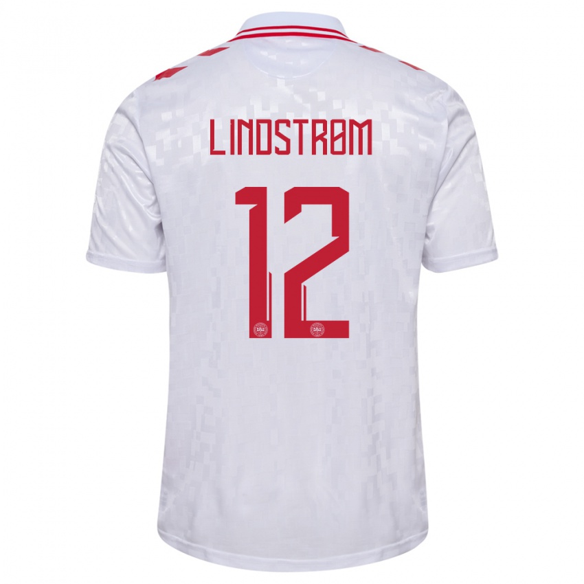 Niño Camiseta Dinamarca Jesper Lindstrom #12 Blanco 2ª Equipación 24-26 La Camisa Argentina