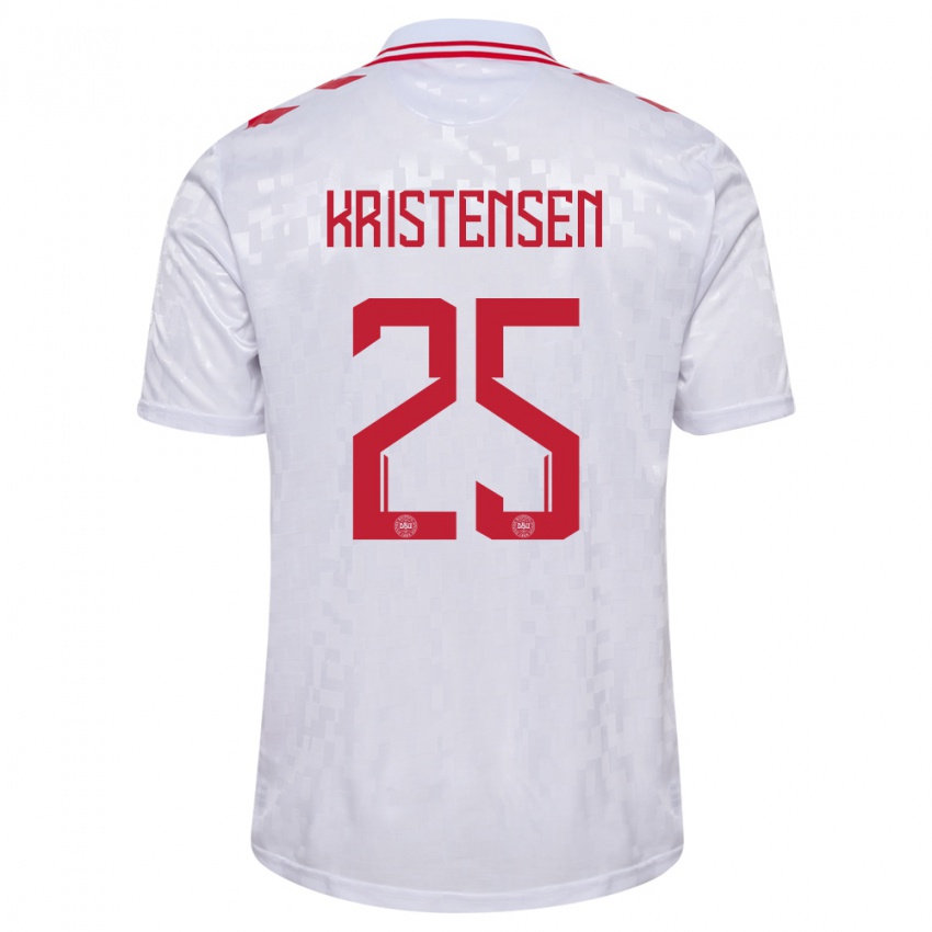 Niño Camiseta Dinamarca Rasmus Kristensen #25 Blanco 2ª Equipación 24-26 La Camisa Argentina