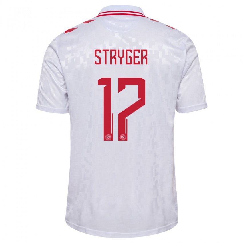 Niño Camiseta Dinamarca Jens Stryger Larsen #17 Blanco 2ª Equipación 24-26 La Camisa Argentina