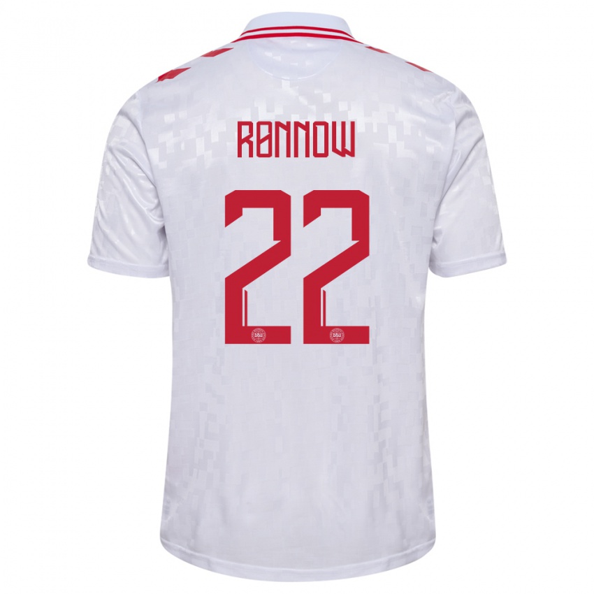 Niño Camiseta Dinamarca Frederik Ronnow #22 Blanco 2ª Equipación 24-26 La Camisa Argentina