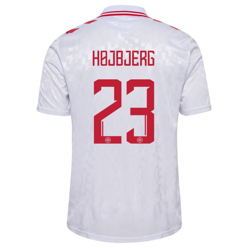 Niño Camiseta Dinamarca Pierre Emile Hojbjerg #23 Blanco 2ª Equipación 24-26 La Camisa Argentina