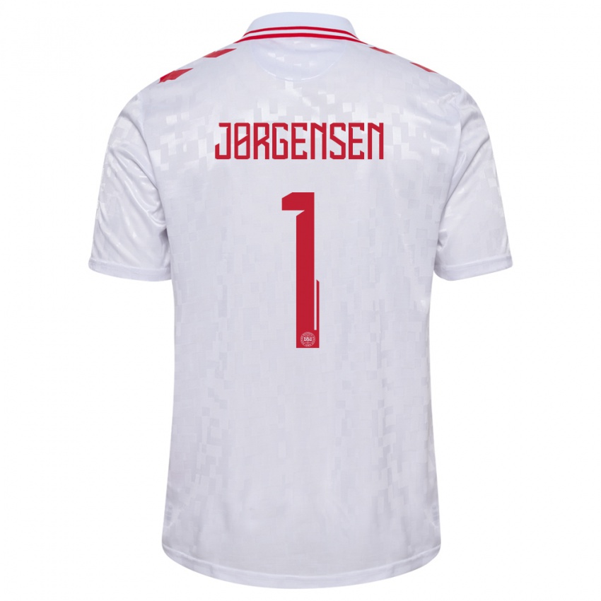 Niño Camiseta Dinamarca Filip Jørgensen #1 Blanco 2ª Equipación 24-26 La Camisa Argentina