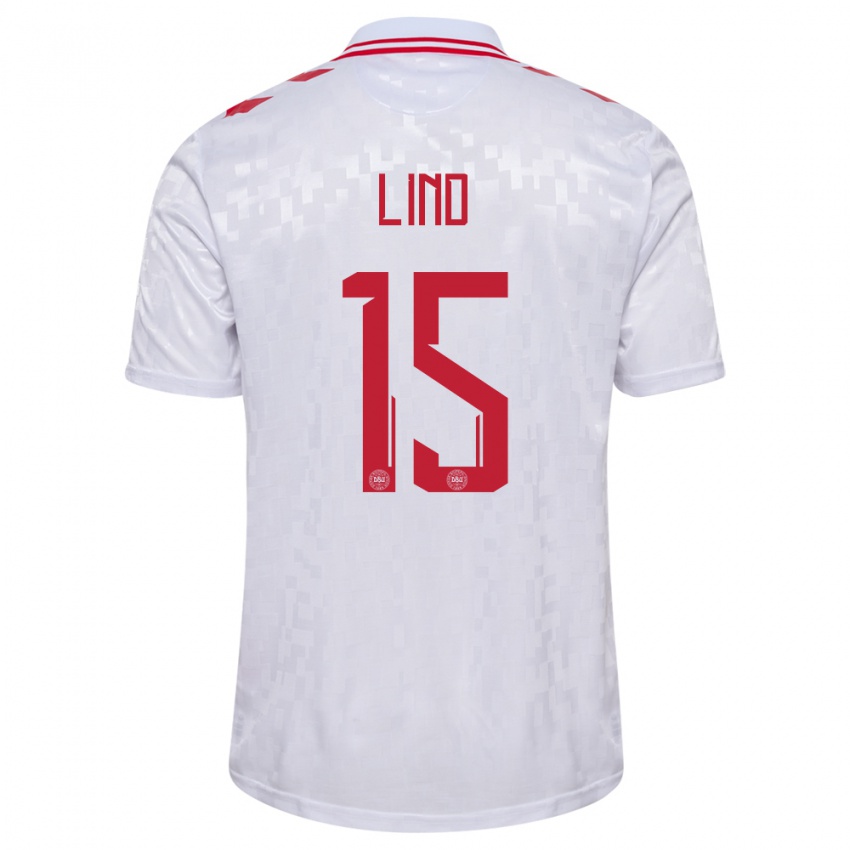 Niño Camiseta Dinamarca Victor Lind #15 Blanco 2ª Equipación 24-26 La Camisa Argentina