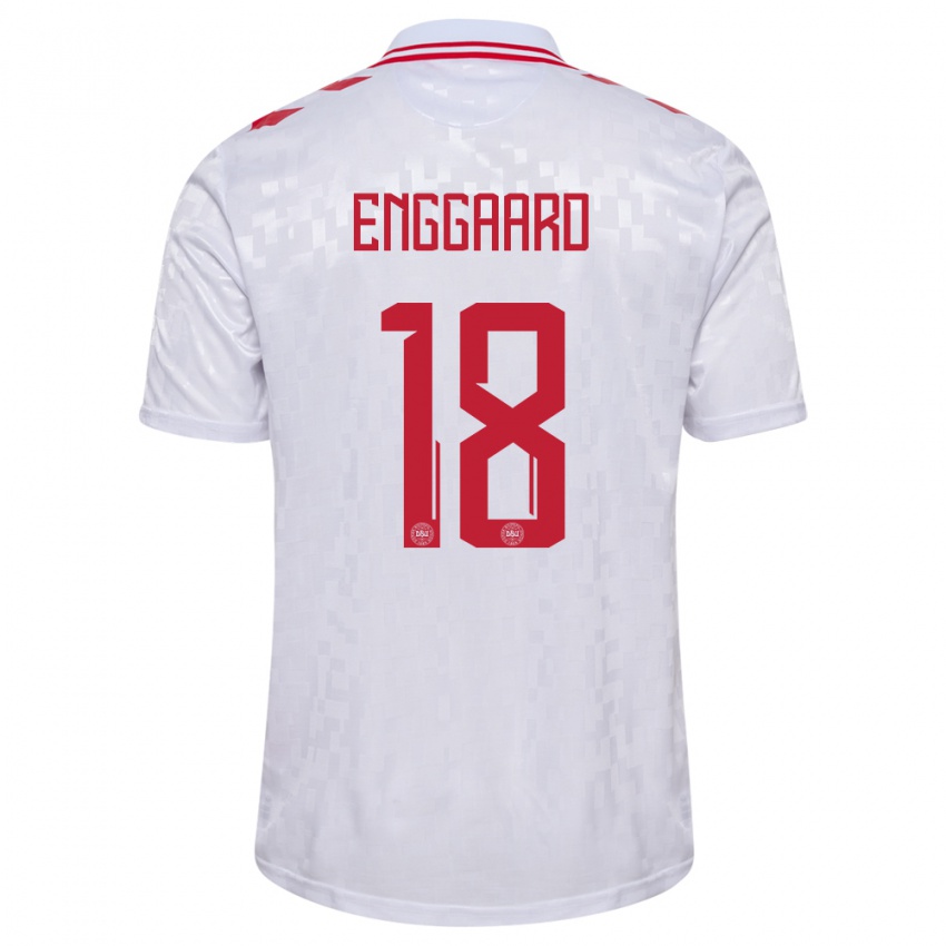 Niño Camiseta Dinamarca Mads Enggaard #18 Blanco 2ª Equipación 24-26 La Camisa Argentina