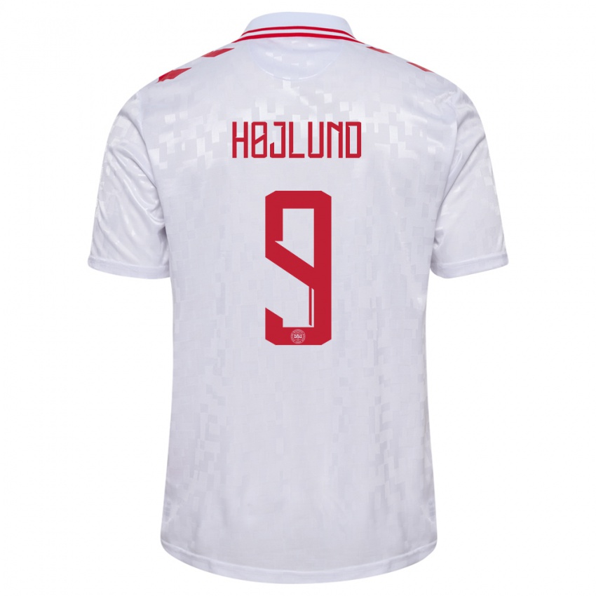 Niño Camiseta Dinamarca Emil Højlund #9 Blanco 2ª Equipación 24-26 La Camisa Argentina