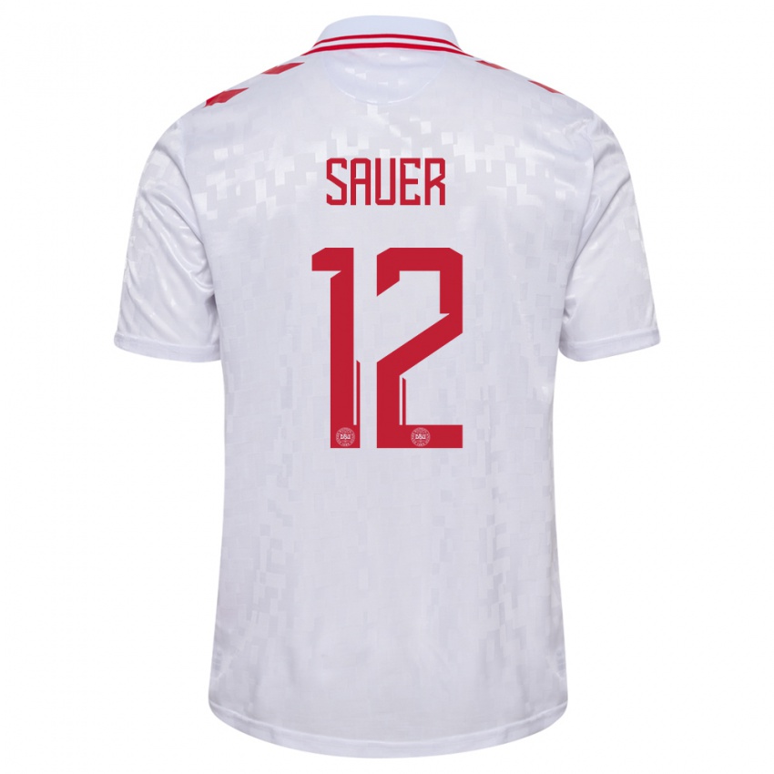 Niño Camiseta Dinamarca Mathias Sauer #12 Blanco 2ª Equipación 24-26 La Camisa Argentina