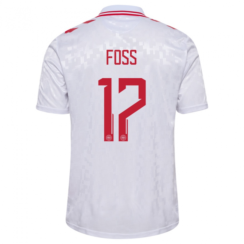 Niño Camiseta Dinamarca Jonathan Foss #17 Blanco 2ª Equipación 24-26 La Camisa Argentina