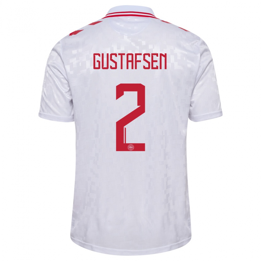 Niño Camiseta Dinamarca Victor Gustafsen #2 Blanco 2ª Equipación 24-26 La Camisa Argentina