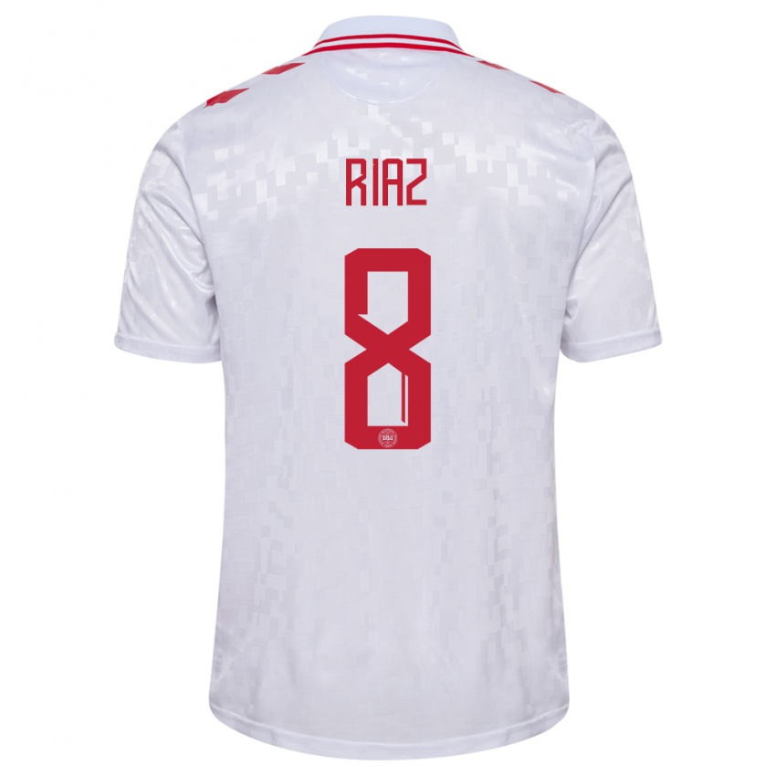 Niño Camiseta Dinamarca Danial Riaz #8 Blanco 2ª Equipación 24-26 La Camisa Argentina