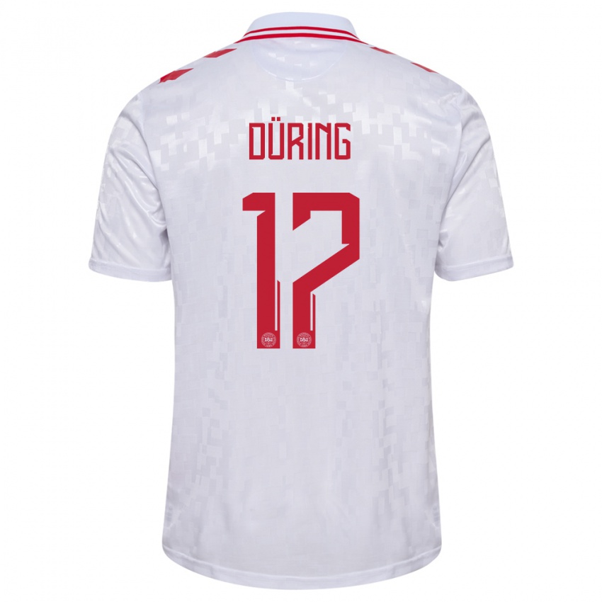 Niño Camiseta Dinamarca Rasmus Düring #17 Blanco 2ª Equipación 24-26 La Camisa Argentina