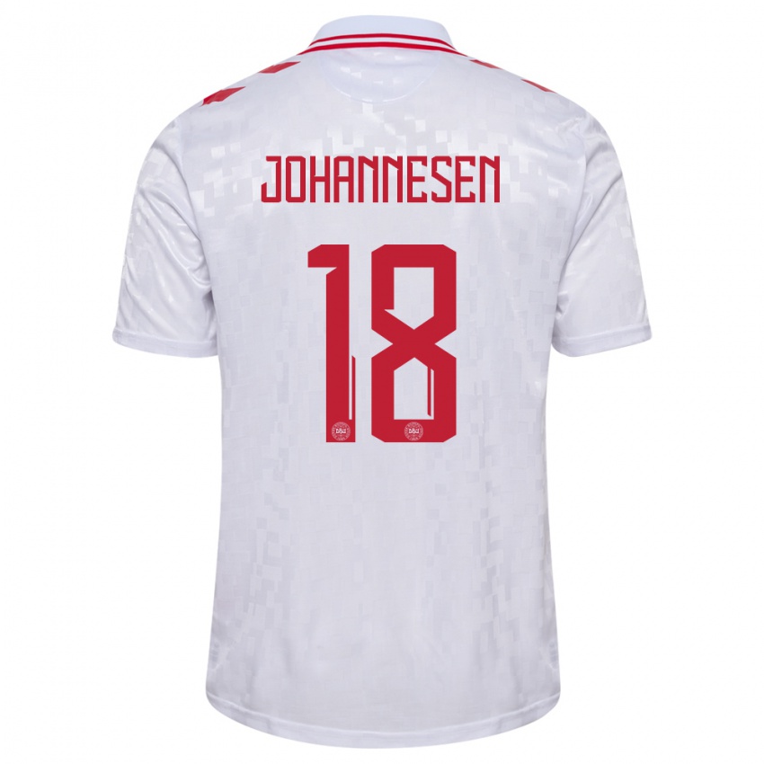 Niño Camiseta Dinamarca Sofus Johannesen #18 Blanco 2ª Equipación 24-26 La Camisa Argentina