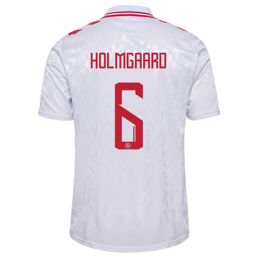 Niño Camiseta Dinamarca Karen Holmgaard #6 Blanco 2ª Equipación 24-26 La Camisa Argentina