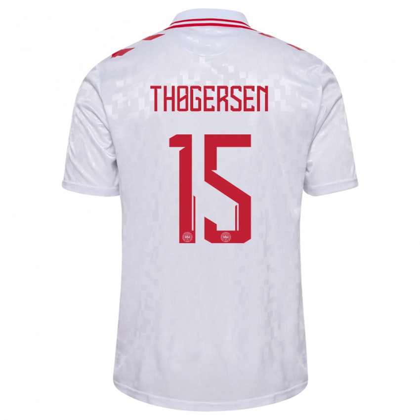 Niño Camiseta Dinamarca Frederikke Thøgersen #15 Blanco 2ª Equipación 24-26 La Camisa Argentina