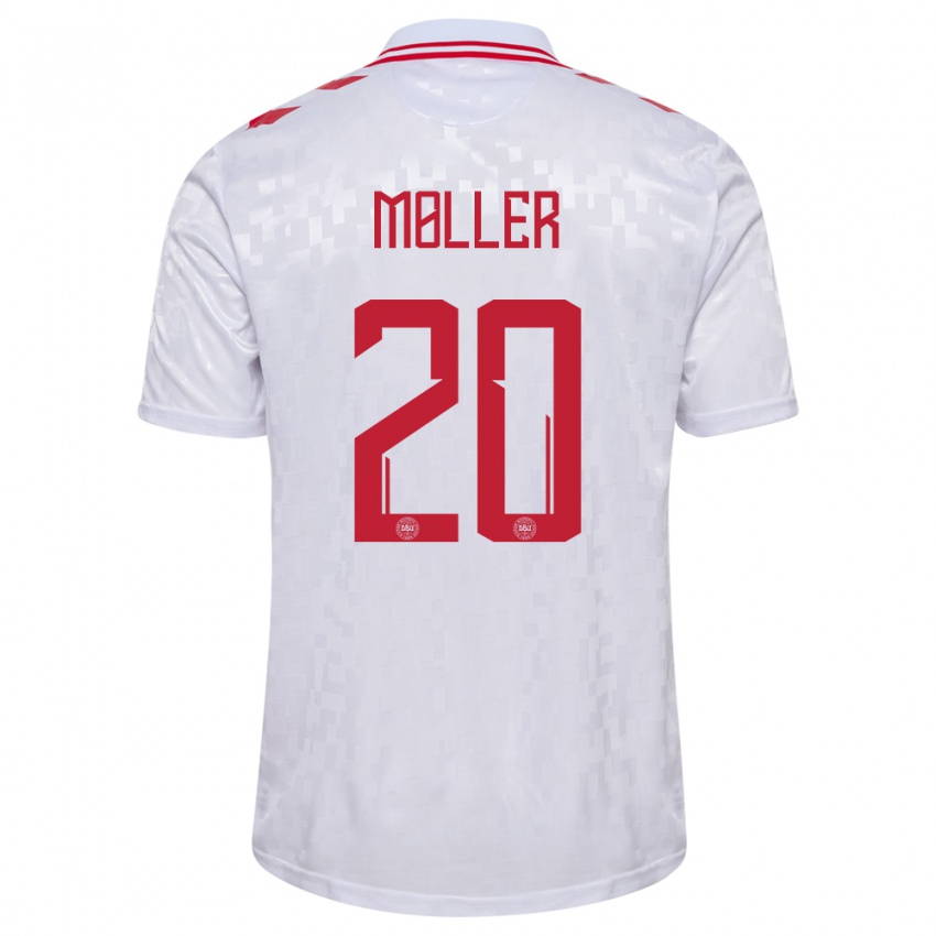 Niño Camiseta Dinamarca Caroline Moller #20 Blanco 2ª Equipación 24-26 La Camisa Argentina