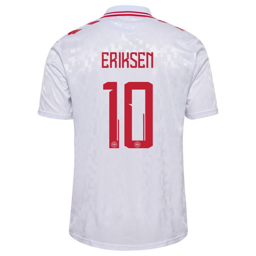 Niño Camiseta Dinamarca Christian Eriksen #10 Blanco 2ª Equipación 24-26 La Camisa Argentina