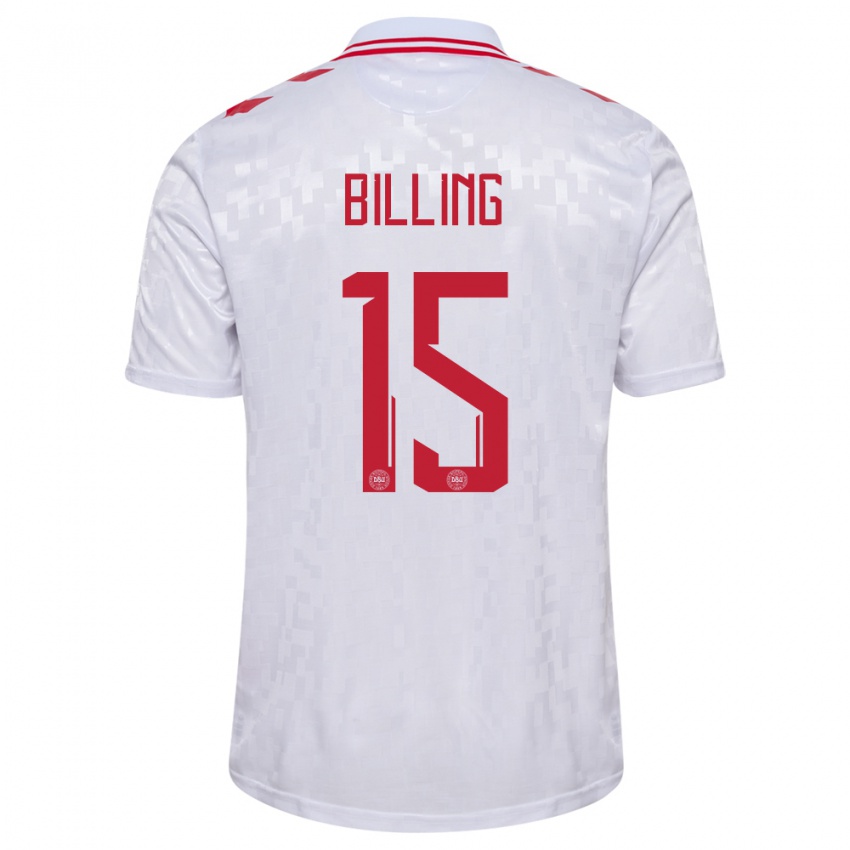 Niño Camiseta Dinamarca Philip Billing #15 Blanco 2ª Equipación 24-26 La Camisa Argentina