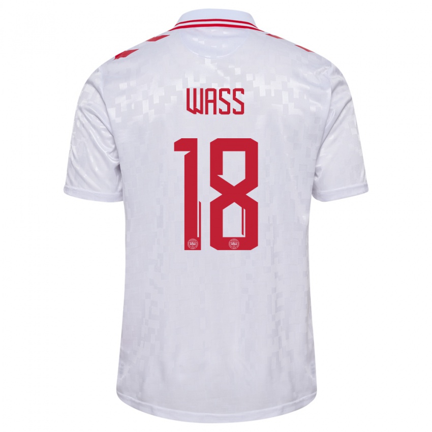 Niño Camiseta Dinamarca Daniel Wass #18 Blanco 2ª Equipación 24-26 La Camisa Argentina