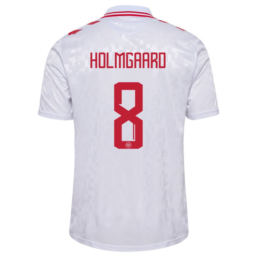 Niño Camiseta Dinamarca Sara Holmgaard #8 Blanco 2ª Equipación 24-26 La Camisa Argentina