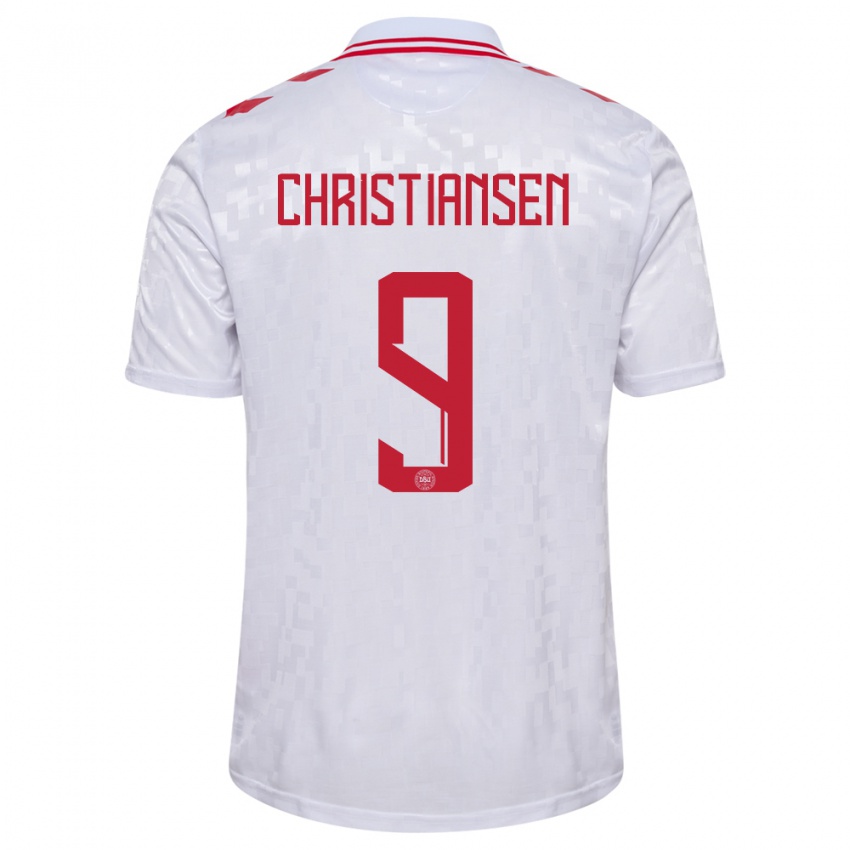 Niño Camiseta Dinamarca Nanna Christiansen #9 Blanco 2ª Equipación 24-26 La Camisa Argentina