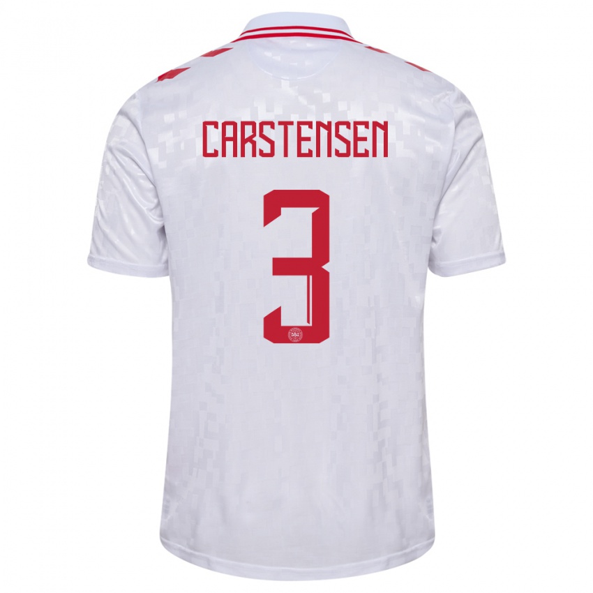 Niño Camiseta Dinamarca Rasmus Carstensen #3 Blanco 2ª Equipación 24-26 La Camisa Argentina