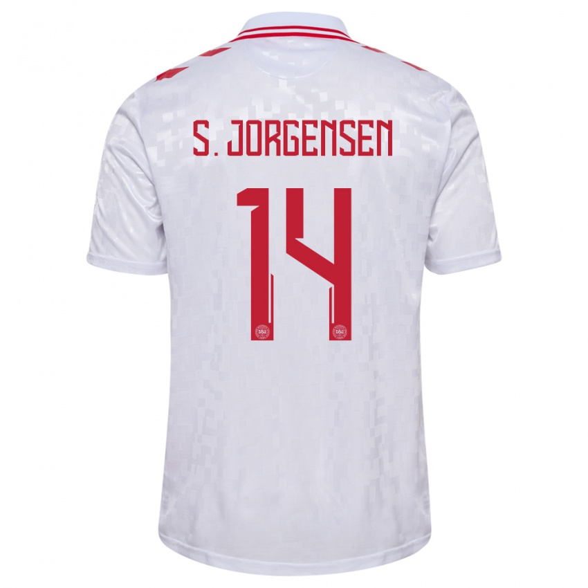 Niño Camiseta Dinamarca Sebastian Jorgensen #14 Blanco 2ª Equipación 24-26 La Camisa Argentina