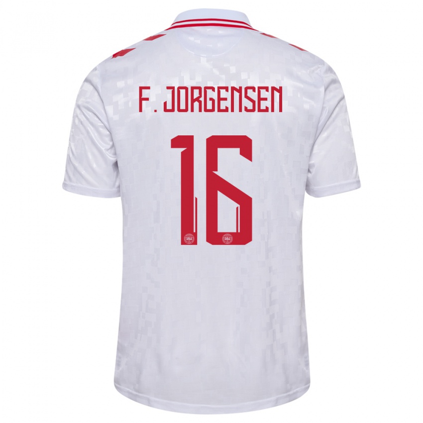 Niño Camiseta Dinamarca Filip Jorgensen #16 Blanco 2ª Equipación 24-26 La Camisa Argentina