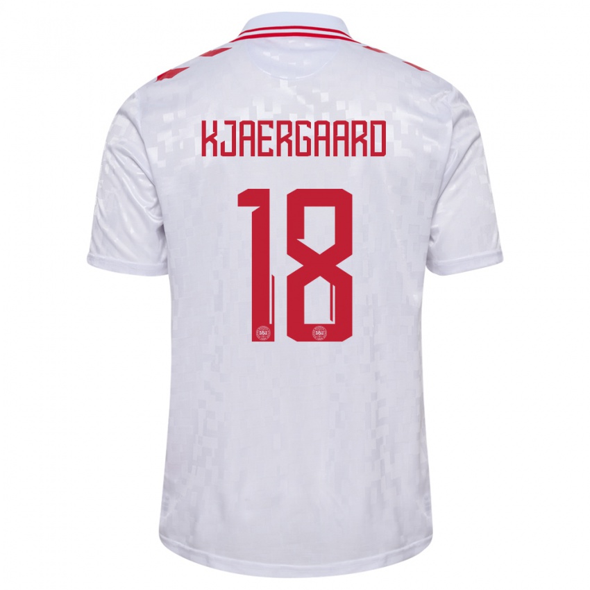 Niño Camiseta Dinamarca Maurits Kjaergaard #18 Blanco 2ª Equipación 24-26 La Camisa Argentina