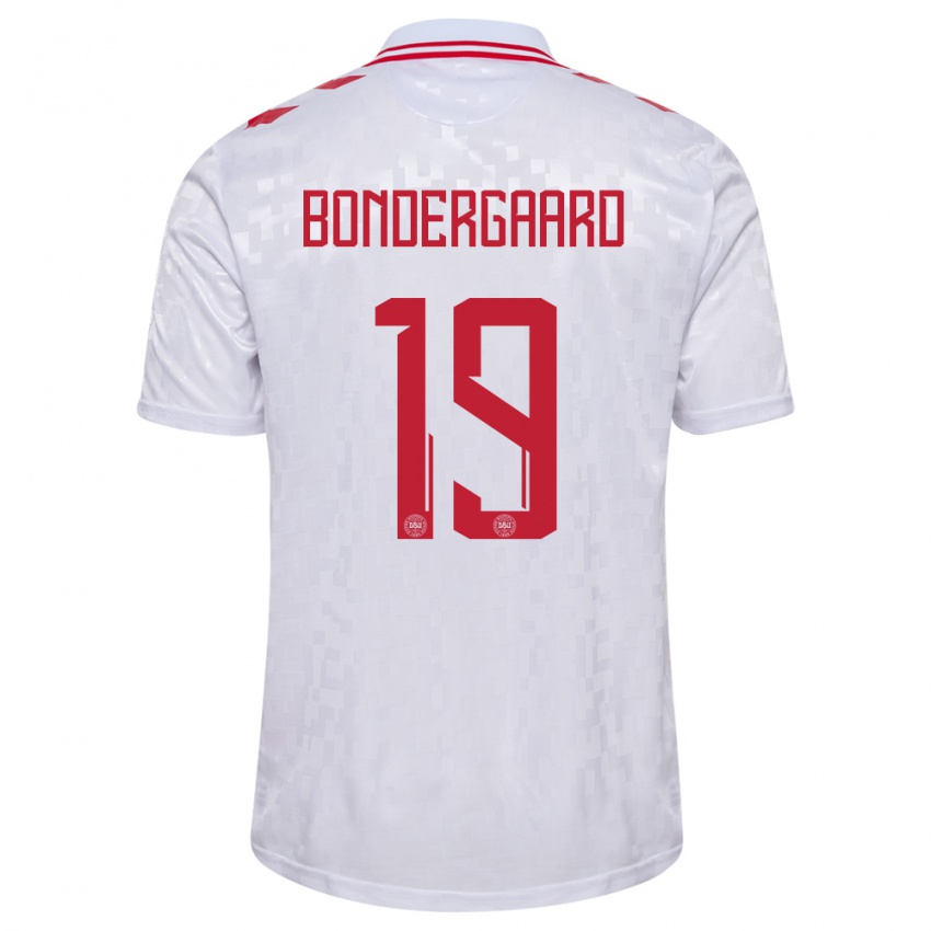 Niño Camiseta Dinamarca Asbjorn Bondergaard #19 Blanco 2ª Equipación 24-26 La Camisa Argentina