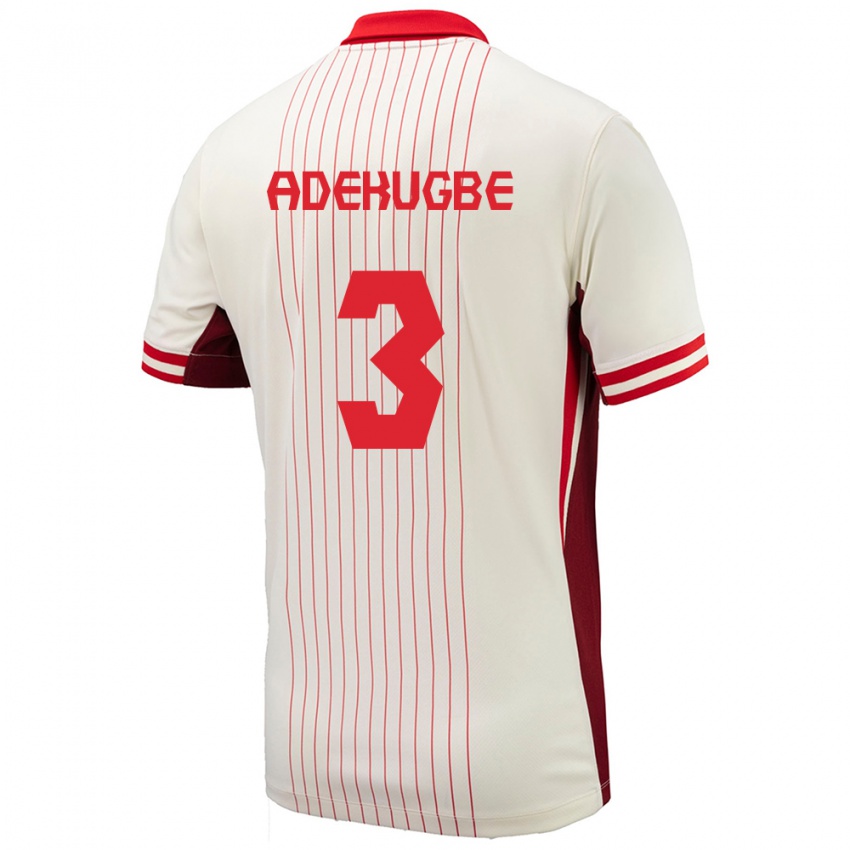 Niño Camiseta Canadá Samuel Adekugbe #3 Blanco 2ª Equipación 24-26 La Camisa Argentina