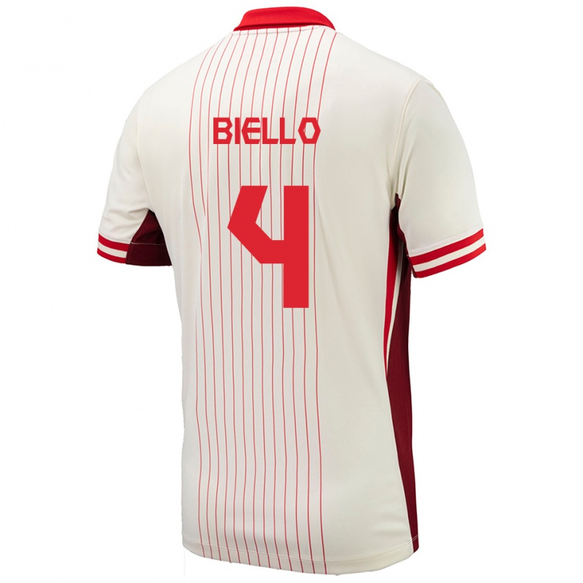 Niño Camiseta Canadá Alessandro Biello #4 Blanco 2ª Equipación 24-26 La Camisa Argentina