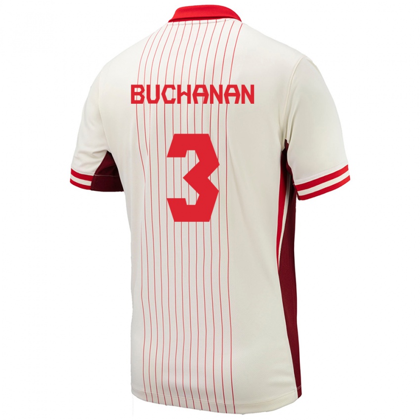 Niño Camiseta Canadá Kadeisha Buchanan #3 Blanco 2ª Equipación 24-26 La Camisa Argentina