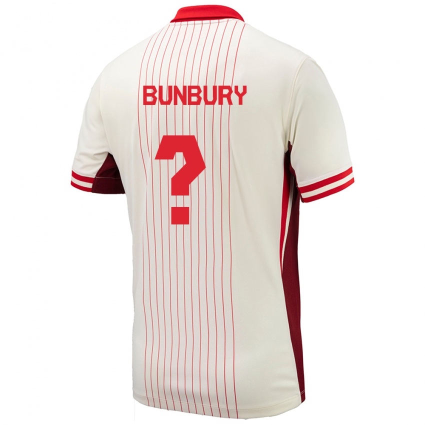 Niño Camiseta Canadá Mataeo Bunbury #0 Blanco 2ª Equipación 24-26 La Camisa Argentina