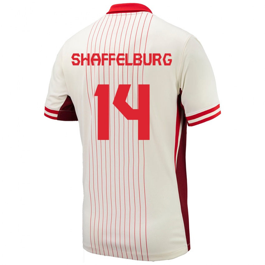 Niño Camiseta Canadá Jacob Shaffelburg #14 Blanco 2ª Equipación 24-26 La Camisa Argentina