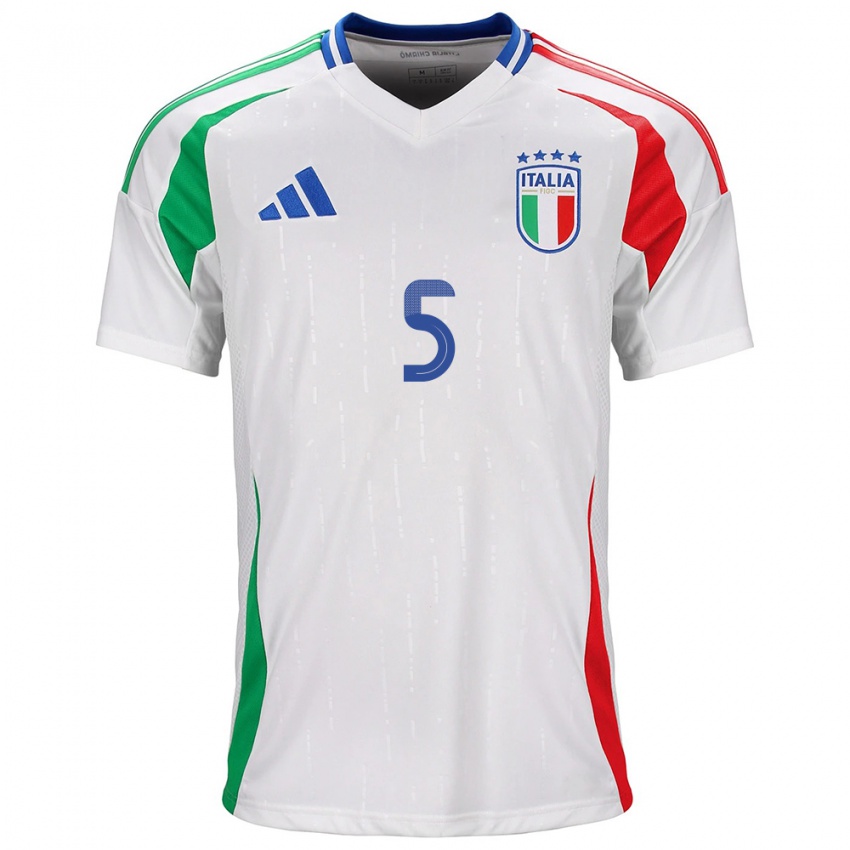 Niño Camiseta Italia Riccardo Calafiori #5 Blanco 2ª Equipación 24-26 La Camisa Argentina